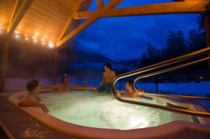The hot tub at Tweedsmuir Lodge near Bella Coola, British Columbia.